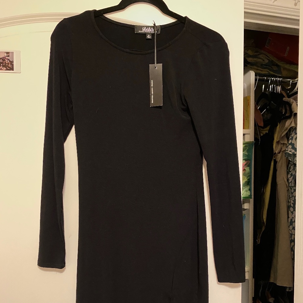 LULUS black body con dress with slit